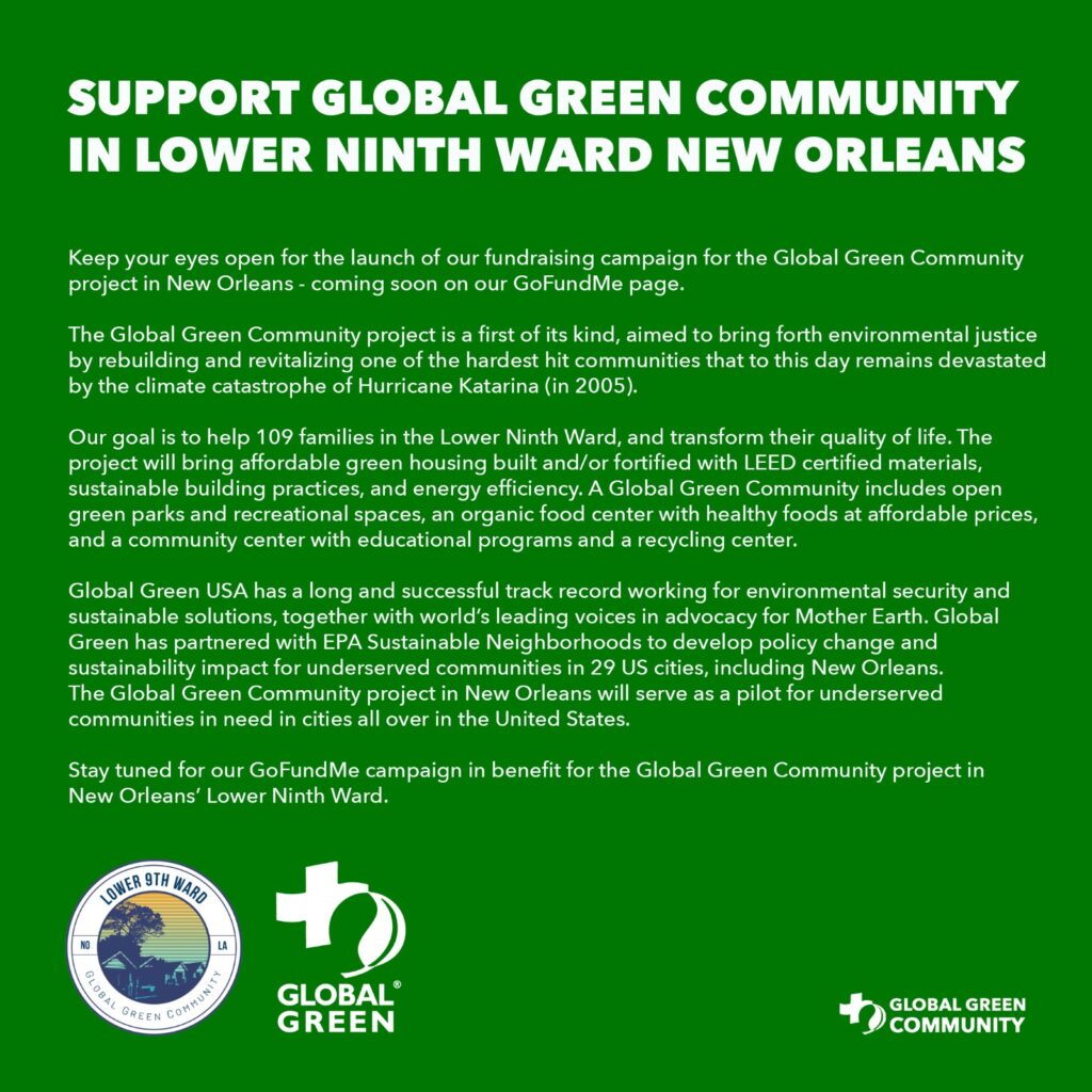 Global Green Community to replace Brad PItt image on GG landing page